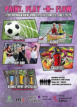 Vorderseite des Flyers zum Sommerferienprogramm im Jugendhaus Horn-Lehe vom 18. bis 25.07.2025