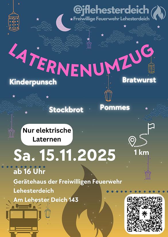 Laternenumzug Freiwilligen Feuerwehr Lehesterdeich am 15.11.25