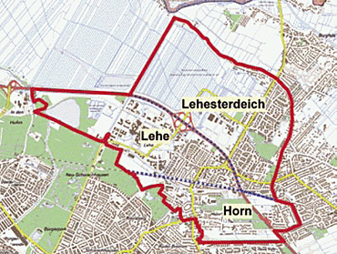 Stadtteilplan mit den eingezeichneten Ortsteilgrenzen