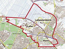 Stadtteilplan mit den eingezeichneten Ortsteilgrenzen