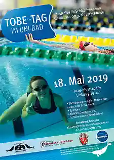 Plakat Tobetag im Unibad am 18. Mai 2019