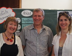 Das Moderatorenteam Heike Blanck, Jürgen Brodbeck und Ortsamtsleiterin Inga Köstner
