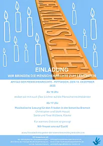 Lichteraktion am Tag der Menschenrechte am 10.12.25 ab 16 Uhr in der botanika