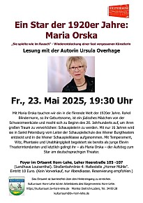 Ein Star der 1920er Jahre: Maria Orska, Lesung am 23.05.25 im Ortsamt Horn-Lehe